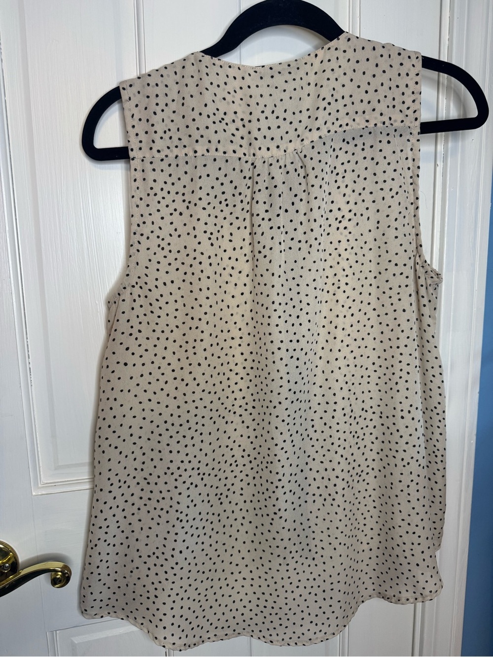 Metaphor Cream Polka Dot Sleeveless Blouse with Embellished Collar - Picture 7 of 8